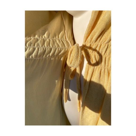 Vintage 70s Georgie Girl Gold Terrycloth Robe Double Ties Smocked Waist Sz M - Picture 12 of 14
